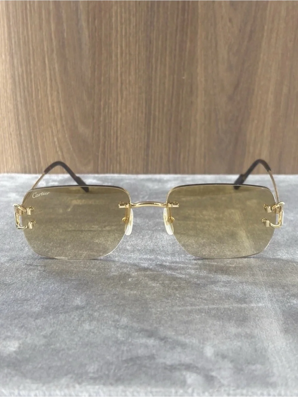 Cartier CT0330S 005 Rimless Gold Brown Gradient Sunglasses 59-19-145 w/ Case